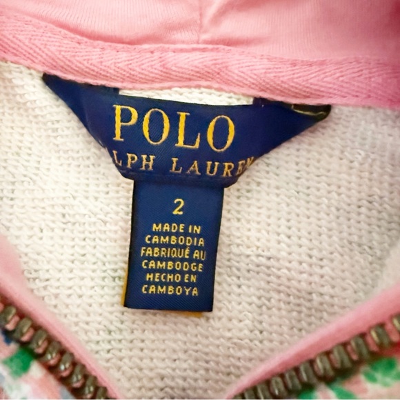 Polo by Ralph Lauren Kids Pink Floral Hoodie Sweatshirt 2T - Picture 2 of 4